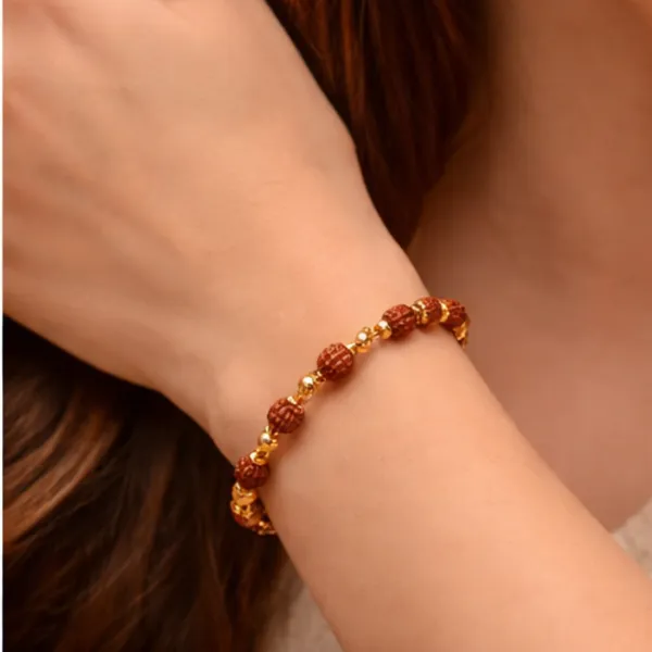 Rudraksha_Protection_Elegant_Bracelet_with_Gold_Plated_Chain