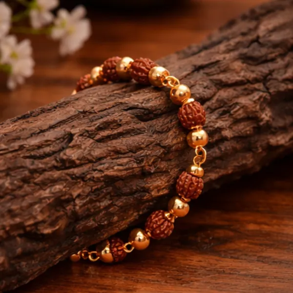 Rudraksha_Protection_Elegant_Bracelet_with_Gold_Plated_Chain