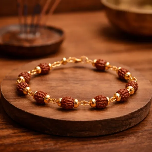 Rudraksha_Protection_Elegant_Bracelet_with_Gold_Plated_Chain