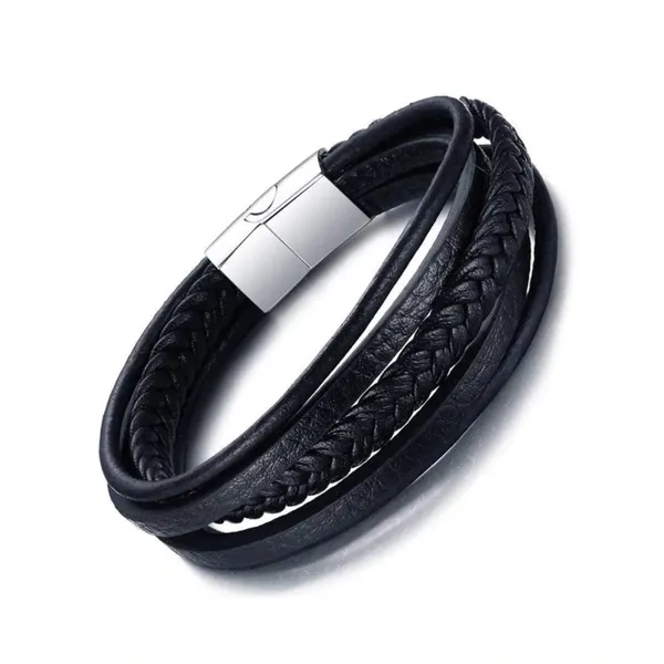 Black_Leather_Stainless_Steel_Biker_Multistrand_Braided_Bracelets_With_Magnetic_Clasp_For_Men_And_Boys