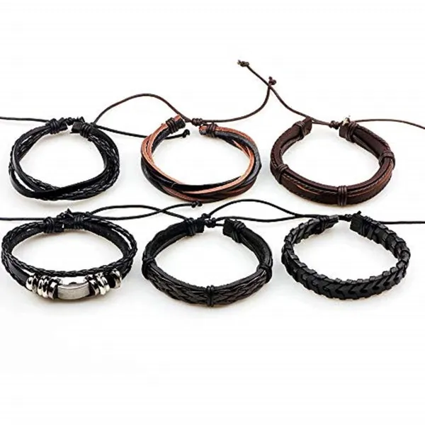 Black_Mixed_Multi-Layer_Genuine_Leather_Handmade_Adjustable_Braided_Leather_Cuff_Bracelet_Men_&_Women_6_Pcs