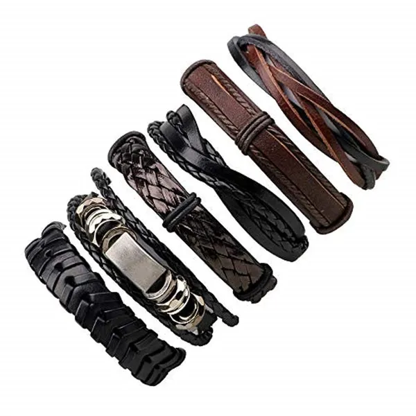 Black_Mixed_Multi-Layer_Genuine_Leather_Handmade_Adjustable_Braided_Leather_Cuff_Bracelet_Men_&_Women_6_Pcs