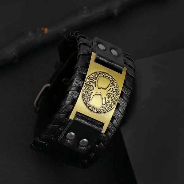 Black_Pu_Leather_Funky_Biker_Multistrand_Adjustable_Bracelet_Wrist_Band_For_Men_&_Boys