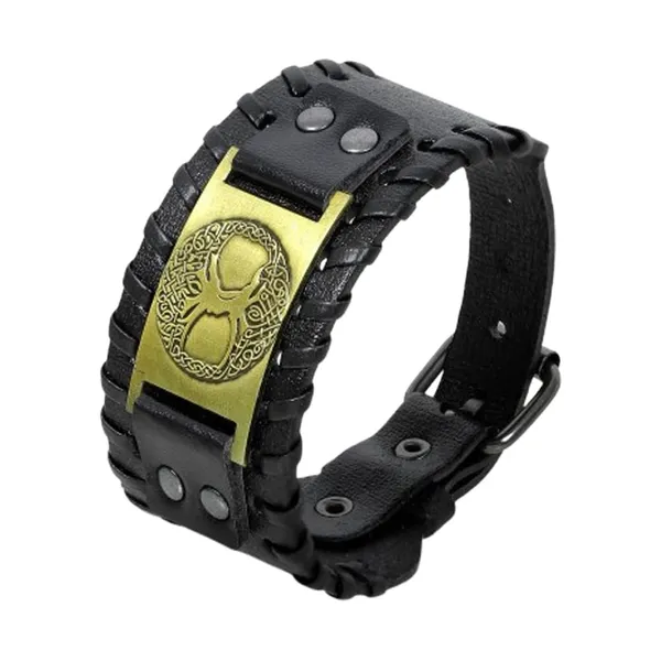 Black_Pu_Leather_Funky_Biker_Multistrand_Adjustable_Bracelet_Wrist_Band_For_Men_&_Boys