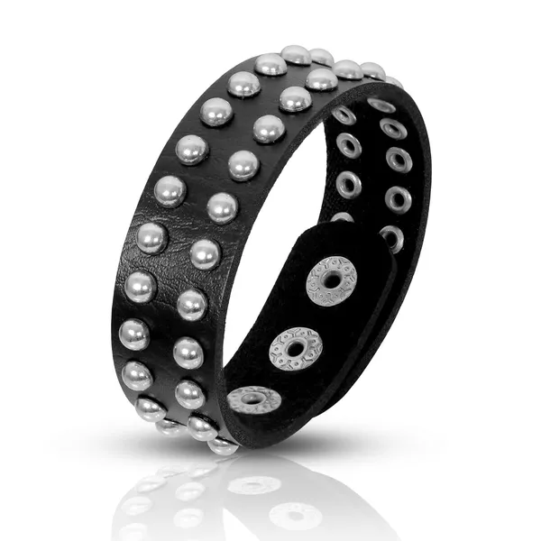 Black_Pu_Leather_Funky_Biker_Adjustable_Wrist_Band_Bracelet_For_Men_&_Boys