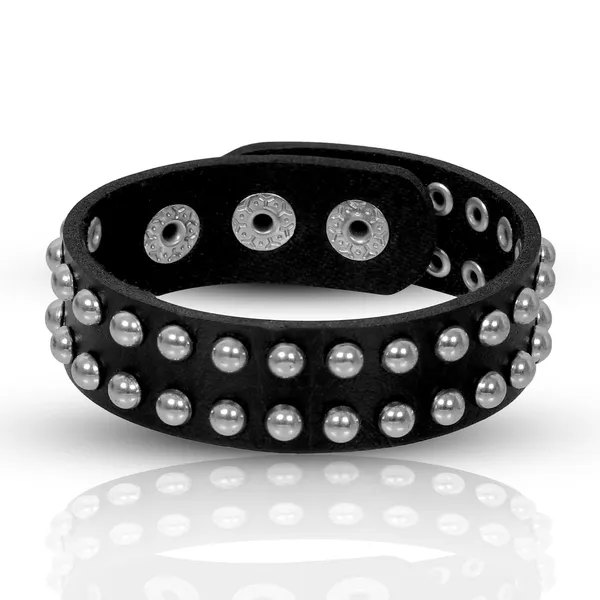 Black_Pu_Leather_Funky_Biker_Adjustable_Wrist_Band_Bracelet_For_Men_&_Boys