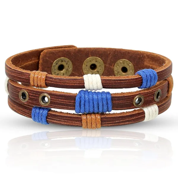 Brown_Tan_Pu_Leather_3_Layer_Wrist_Band_Biker_Funky_Bracelet_For_Men_&_Boys