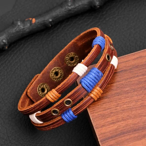 Brown_Tan_Pu_Leather_3_Layer_Wrist_Band_Biker_Funky_Bracelet_For_Men_&_Boys