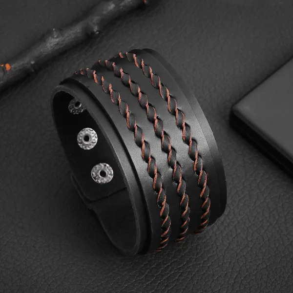 Black_Pu_Leather_Rotating_Design_Funky_Biker_Broad_Adjustable_Wrist_Band_Bracelet_For_Men_&_Boys