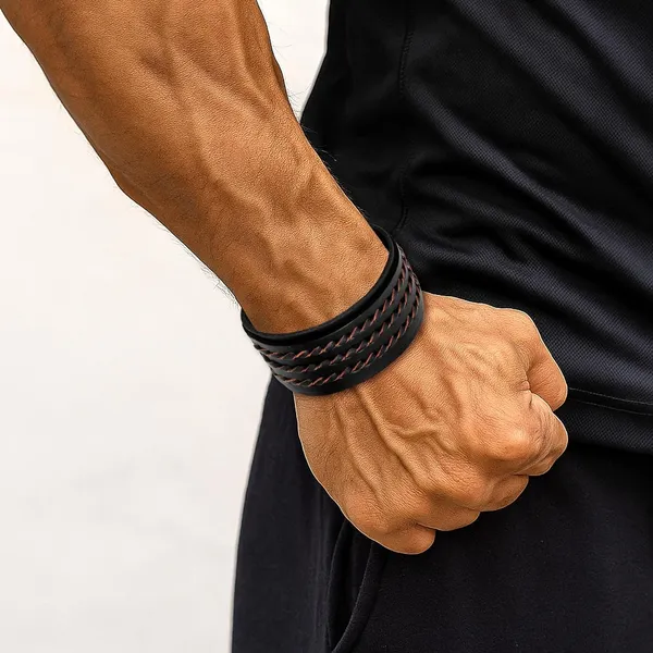 Black_Pu_Leather_Rotating_Design_Funky_Biker_Broad_Adjustable_Wrist_Band_Bracelet_For_Men_&_Boys