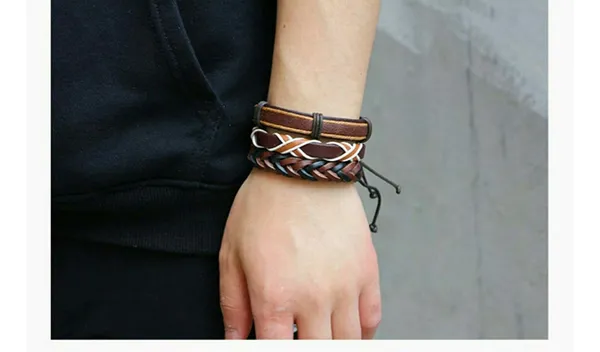 Brown_Leather_Base_Metal_Bracelets_For_Unisex_Adult_&_Unisex_Child