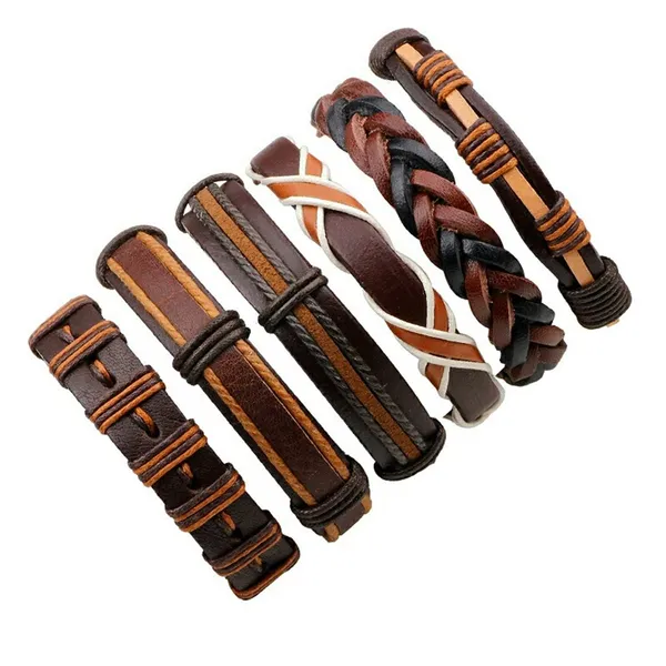 Brown_Leather_Base_Metal_Bracelets_For_Unisex_Adult_&_Unisex_Child