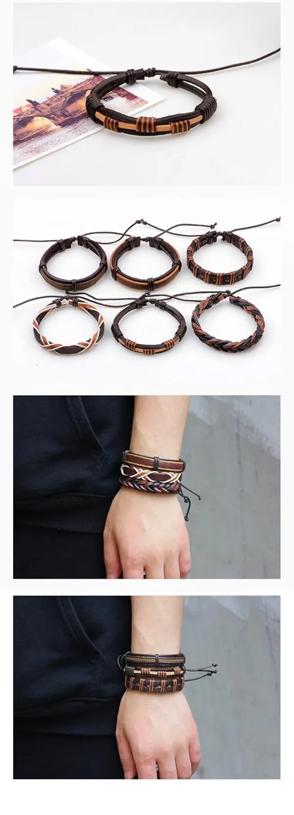 Brown_Leather_Base_Metal_Bracelets_For_Unisex_Adult_&_Unisex_Child