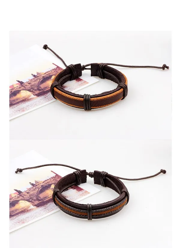Brown_Leather_Base_Metal_Bracelets_For_Unisex_Adult_&_Unisex_Child
