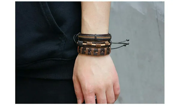 Brown_Leather_Base_Metal_Bracelets_For_Unisex_Adult_&_Unisex_Child