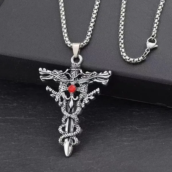 Silver_Sterling_Silver_Double_Dragon_Sword_Cross_Mythical_Warrior_Pendant_Necklace_For_Men