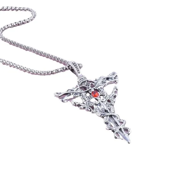 Silver_Sterling_Silver_Double_Dragon_Sword_Cross_Mythical_Warrior_Pendant_Necklace_For_Men