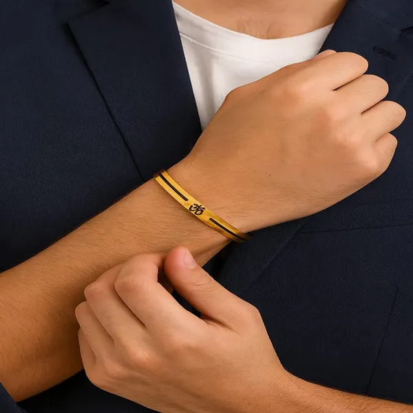 Gold_Stainless_Steel_Plated_Spiritual_Om_Bracelet_For_Men_&_Boys