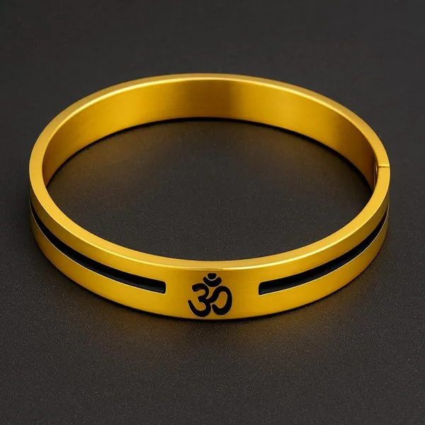 Gold_Stainless_Steel_Plated_Spiritual_Om_Bracelet_For_Men_&_Boys