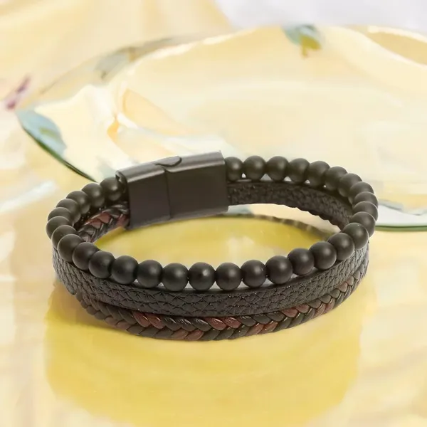 Brown_Leather_Wrap_Around_Braided_Magnetic_Clasp_Bracelet_For_Men_And_Boys
