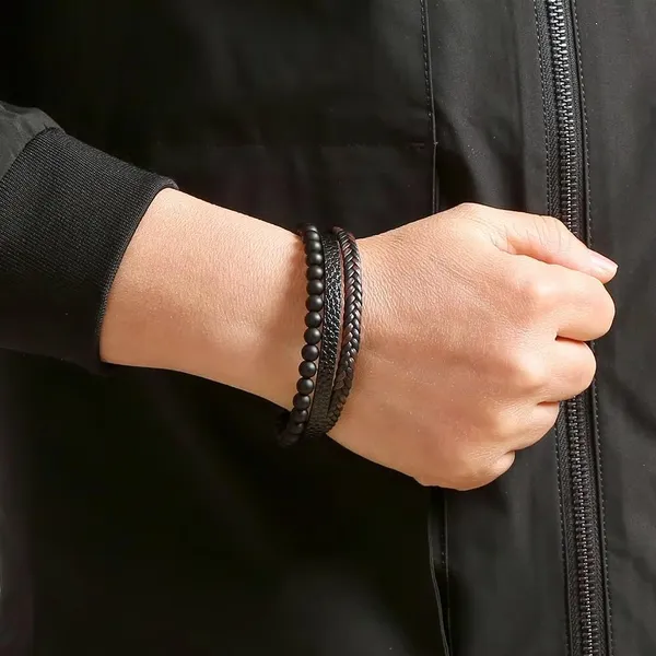 Brown_Leather_Wrap_Around_Braided_Magnetic_Clasp_Bracelet_For_Men_And_Boys