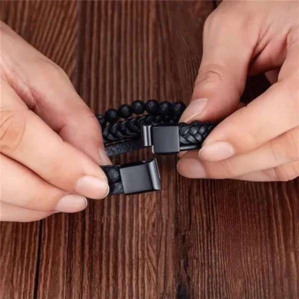 Brown_Leather_Wrap_Around_Braided_Magnetic_Clasp_Bracelet_For_Men_And_Boys