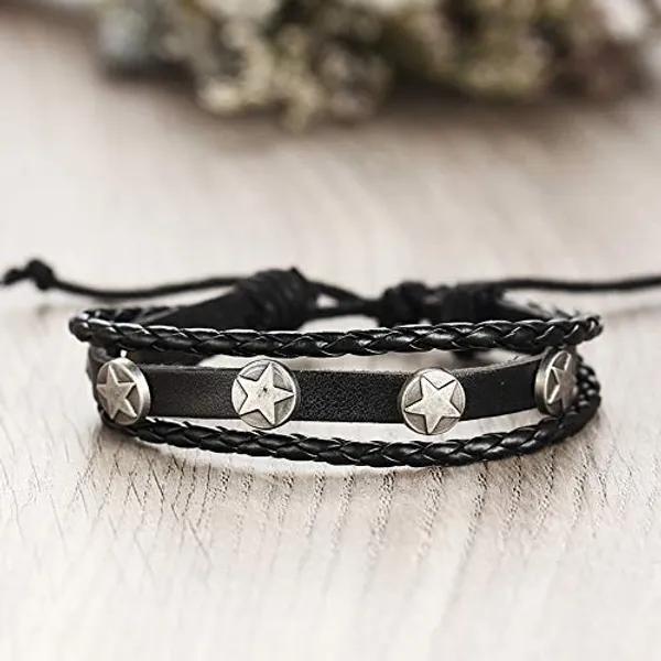 Black_Black_Base_Metal_Leather_Dyed_Rope_Multi_Strand_Wrist_Band_Bracelet_For_Men_&_Women(Set_Of_5)