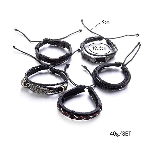 Black_Black_Base_Metal_Leather_Dyed_Rope_Multi_Strand_Wrist_Band_Bracelet_For_Men_&_Women(Set_Of_5)