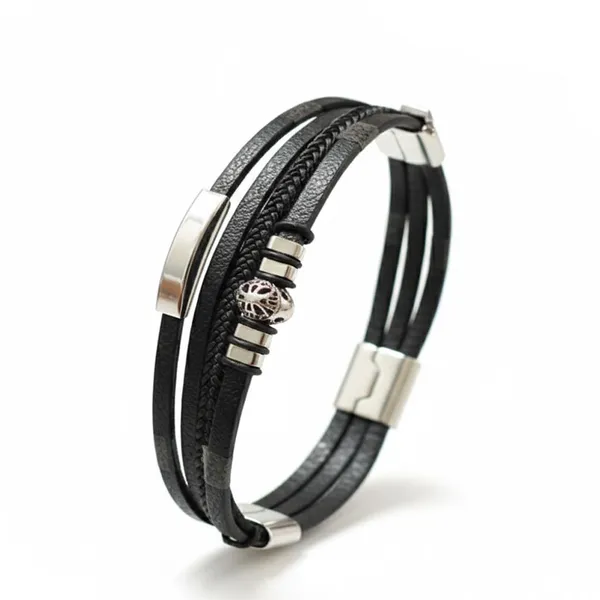 Black_Leather_Stainless_Steel_Biker_Multistrand_Braided_Bracelets_With_Magnetic_Clasp_For_Men_And_Boys