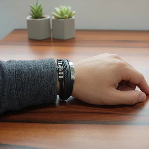 Black_Leather_Stainless_Steel_Biker_Multistrand_Braided_Bracelets_With_Magnetic_Clasp_For_Men_And_Boys