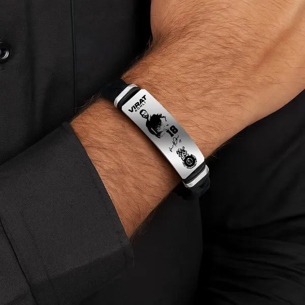 Black_Cricket_Legend_Virat_Kohli_18_Number_Pose_Engraved_Design_Cricket_Star_Bracelet_For_Men_&_Boys