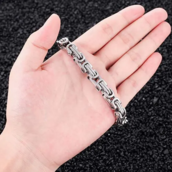 Silver_Stainless_Steel_Masculine_Style_Braided_Link_Chain_Silver_Bracelet_Cool_Biker_Bracelet_For_Men_And_Boys