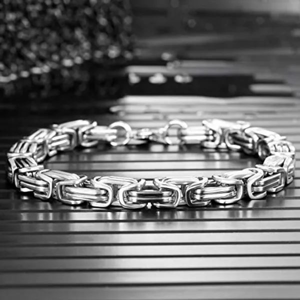 Silver_Stainless_Steel_Masculine_Style_Braided_Link_Chain_Silver_Bracelet_Cool_Biker_Bracelet_For_Men_And_Boys