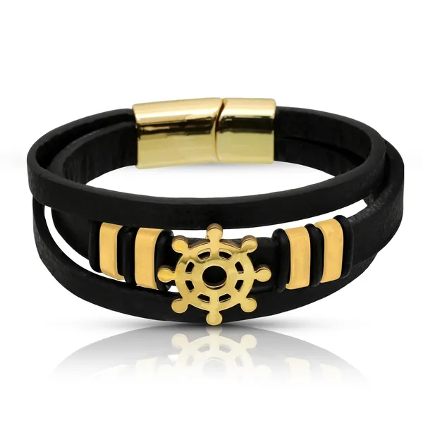 Black_Leather_Stainless_Steel_Stylish_Bracelet_With_Magnetic_Clasp_For_Men_&_Boys