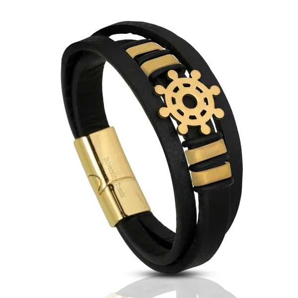 Black_Leather_Stainless_Steel_Stylish_Bracelet_With_Magnetic_Clasp_For_Men_&_Boys