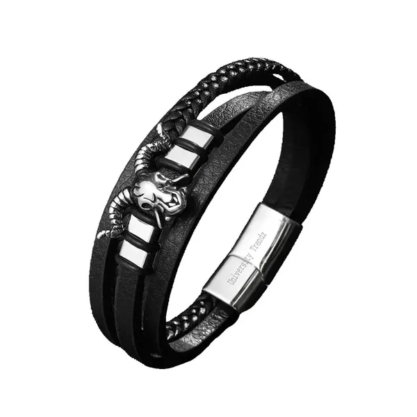 Black_Leather_Stainless_Steel_Stylish_Bracelet_With_Magnetic_Clasp_For_Men_&_Boys