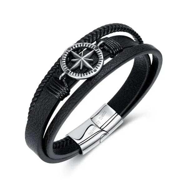 Black_Leather_Stainless_Steel_Stylish_Bracelet_With_Magnetic_Clasp_For_Men_&_Boys