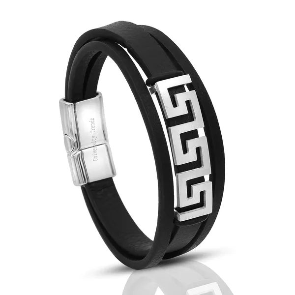 Black_Leather_Stainless_Steel_Stylish_Bracelet_With_Magnetic_Clasp_For_Men_&_Boys