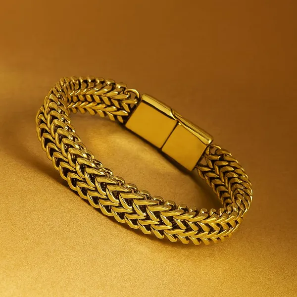 Gold_Stylish_Stainless_Steel_Plated_Link_Chain_Bracelet_With_Magnetic_Clasp_For_Men_And_Boys
