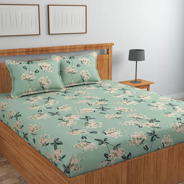 Pista_Floral_220_TC__Fitted_Elastic_Bedsheet_With_Tow_Pillow_Covers_(72x78xUp_To_10_Inches_)_&_360_Degree_Elasticated