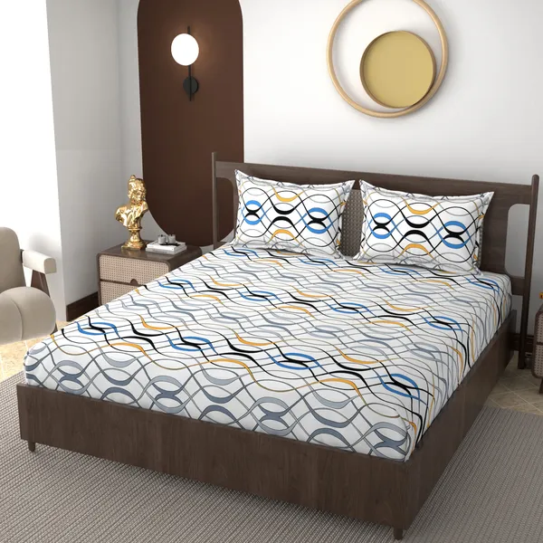 White_Audi_220_TC__Fitted_Elastic_Bedsheet_With_Tow_Pillow_Covers_(72x78xUp_To_10_Inches_)_&_360_Degree_Elasticated