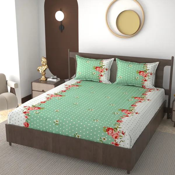 Green_Dot_premium_Fitted_Elastic_Bedsheet_With_Tow_Pillow_Covers_(72x78xUp_To_10_Inches_)_&_360_Degree_Elasticated_|_BS