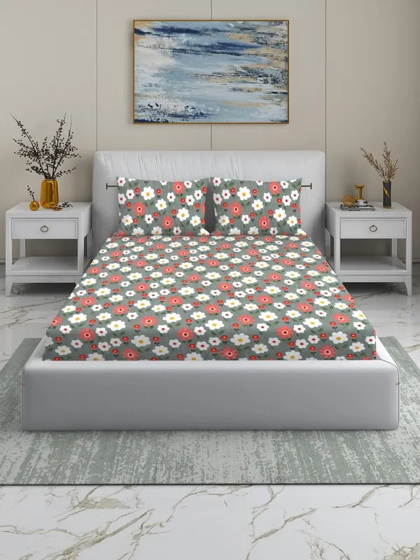 Grey_Flower_premium_Fitted_Elastic_Bedsheet_With_Tow_Pillow_Covers_(72x78xUp_To_10_Inches_)_&_360_Degree_Elasticated_|_BS