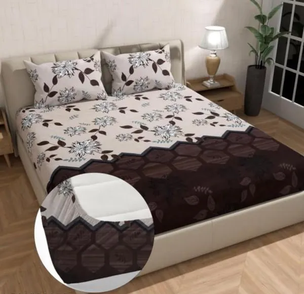 Brown_220_TC__Cotton_All_Round_Elastic_Fitted_Bedsheet_With_Tow_Pillow_Covers_(72x78xUp_To_10_Inches_)_&_360_Degree_Elasticated