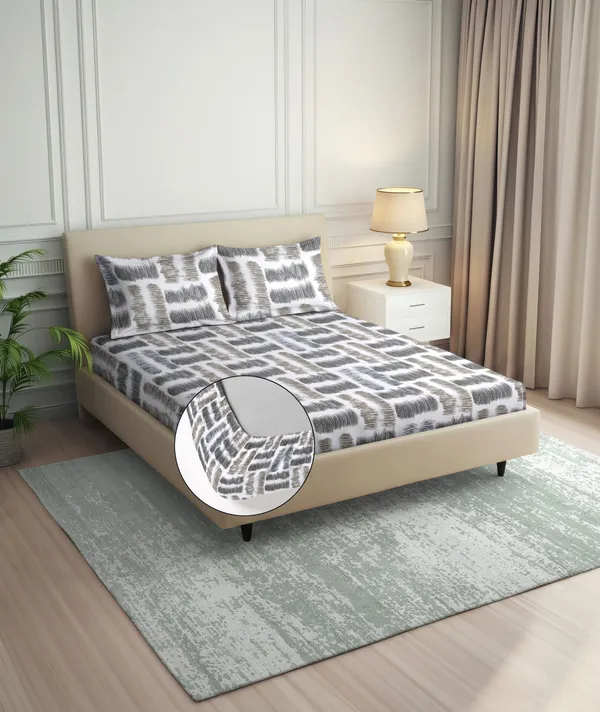 Sheds_220_TC__Fitted_Elastic_Bedsheet_With_Tow_Pillow_Covers_(72x78xUp_To_10_Inches_)_&_360_Degree_Elasticated