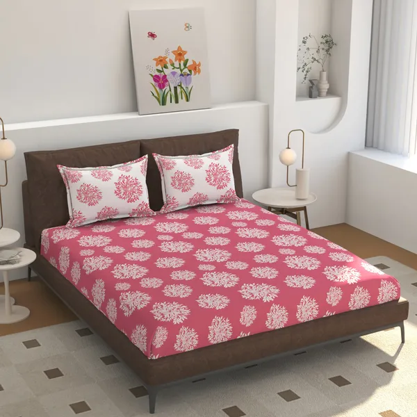 Pink_White_220_TC__Cotton_All_Round_Elastic_Fitted_Bedsheet_With_Tow_Pillow_Covers_(72x78xUp_To_10_Inches_)_&_360_Degree_Elasticated