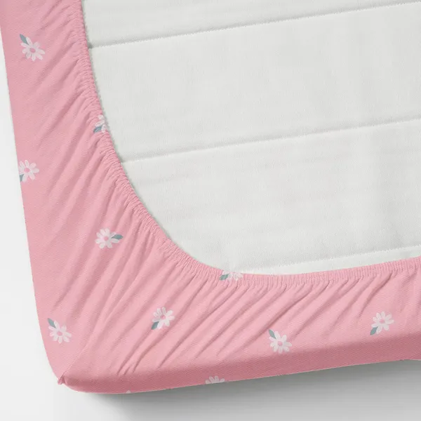 Pink_Flower220_TC__Fitted_Elastic_Bedsheet_With_Tow_Pillow_Covers_(72x78xUp_To_10_Inches_)_&_360_Degree_Elasticated