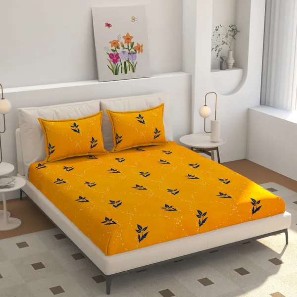Golden_Leaf_220_TC__Cotton_All_Round_Elastic_Fitted_Bedsheet_With_Tow_Pillow_Covers_(72x78xUp_To_10_Inches_)_&_360_Degree_Elasticated