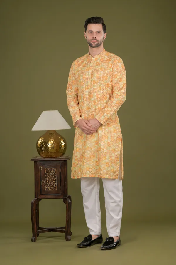 Naksh-_Golden_Glow_Embroidered_Digital_Print_Kurta_Set