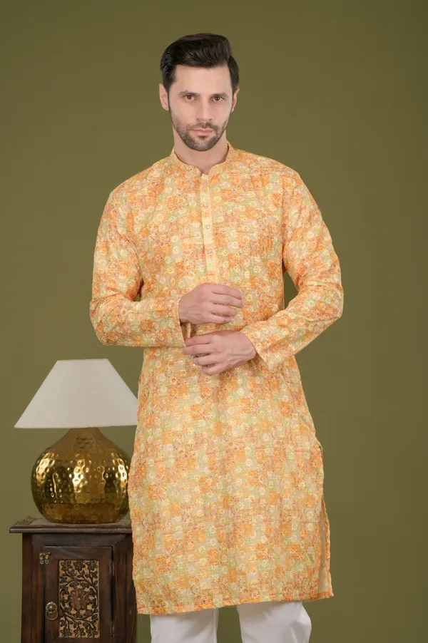 Naksh-_Golden_Glow_Embroidered_Digital_Print_Kurta_Set